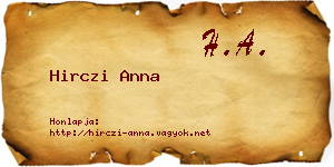 Hirczi Anna névjegykártya