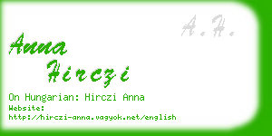 anna hirczi business card